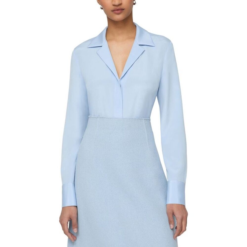 Lafayette 148 New York Womens Scottie Silk-Blend Blouse